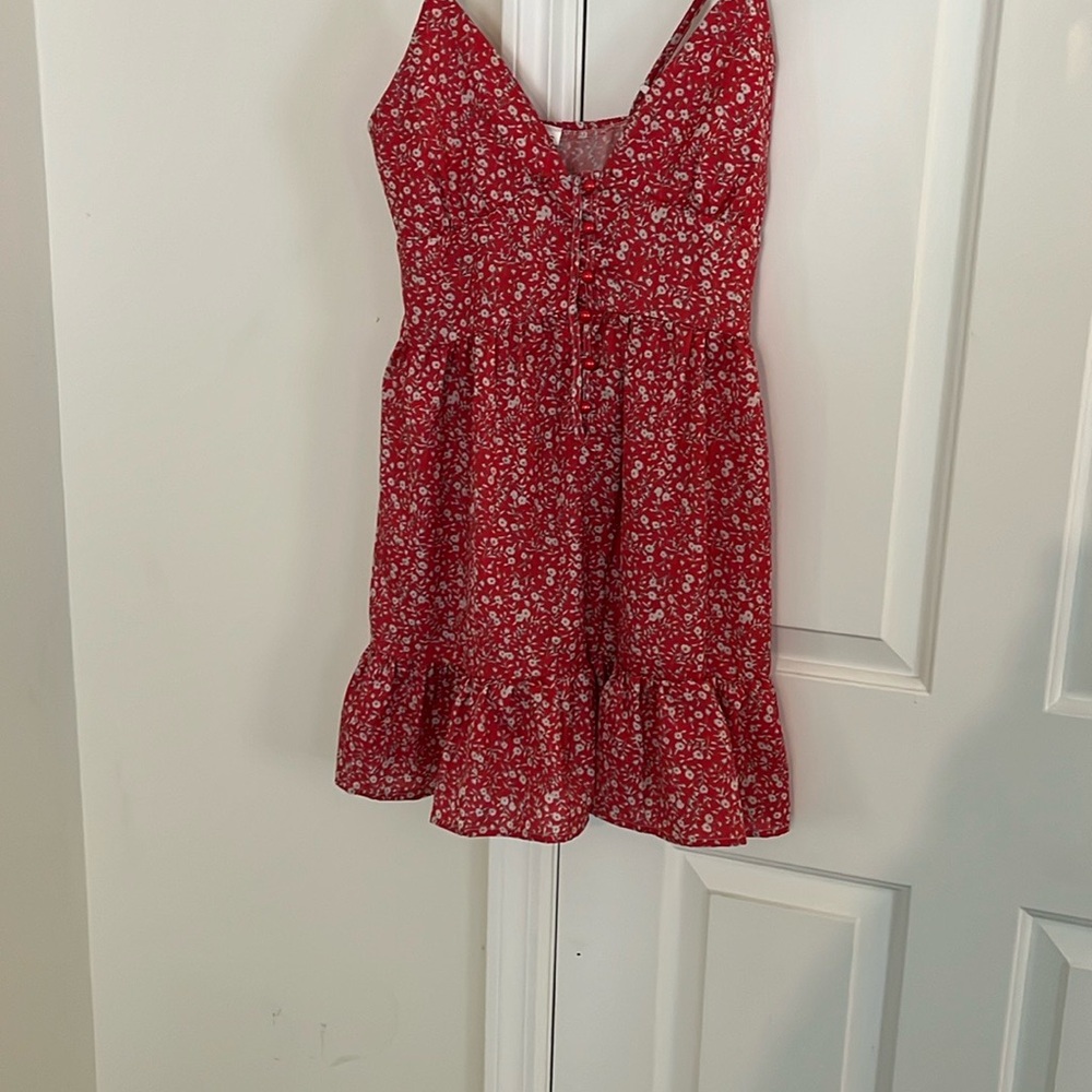 SHEIN Red Sundress Sleeveless V-Neck Casual